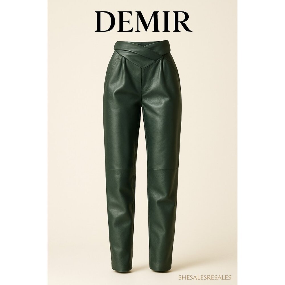 Vintage Demir Olive Green Lambskin Leather Pants Women’s EUR 38 US 8 (Fits 4) |
